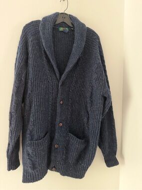 Alexander Julian Navy Shawl Collar Cardigan with Front Pockets